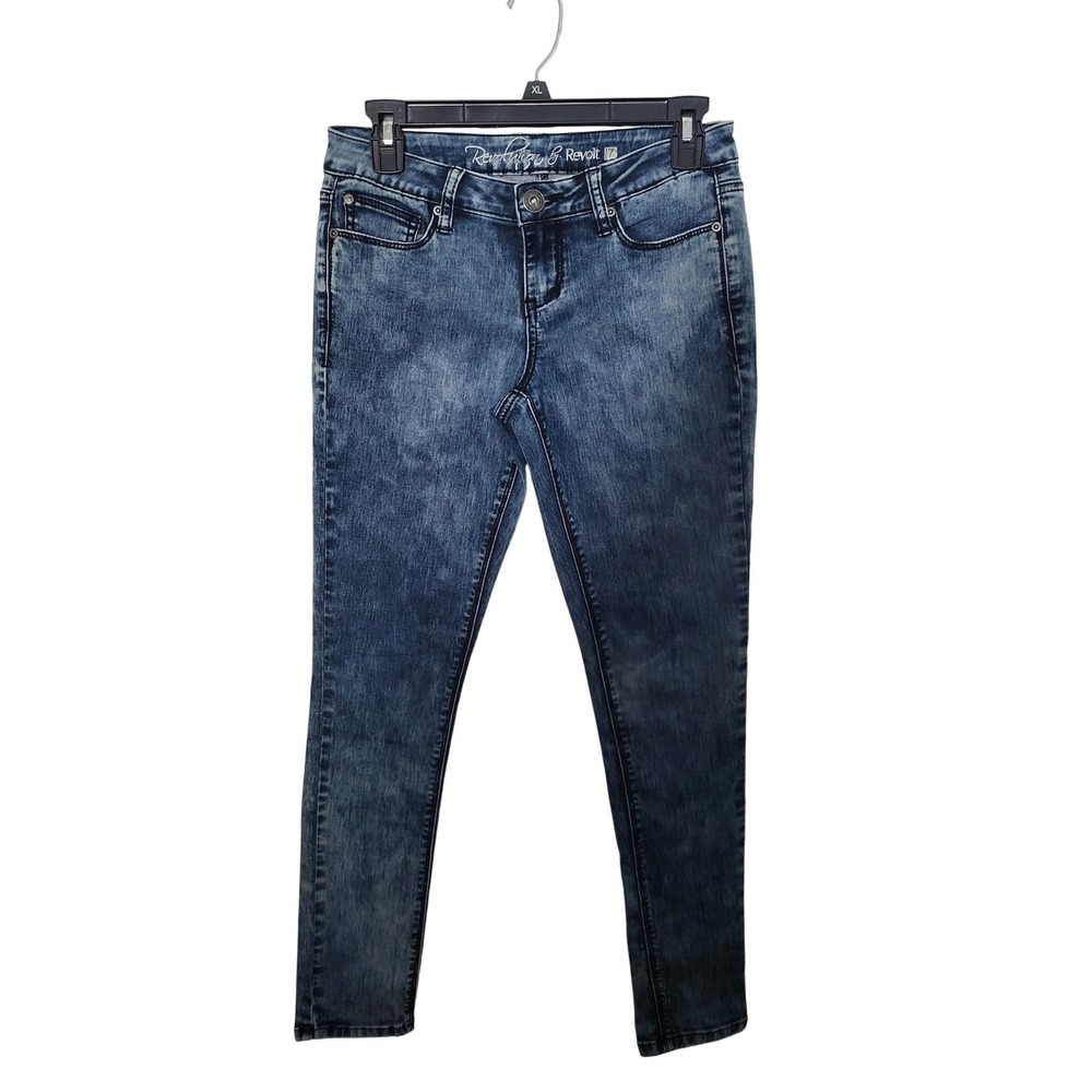 Revolution by Revolt Skinny Jeans Womens 7 Blue Acid Wash Slim Fit Denim Pants